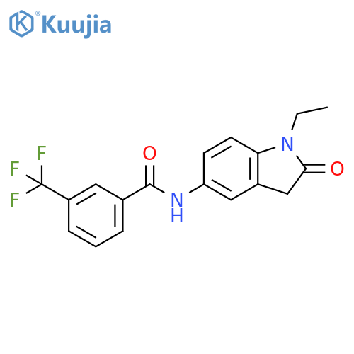 N-(1-ethyl-2-oxo-2,3-dihydro-1H-indol-5-yl)-3-(trifluoromethyl)benzamide structure