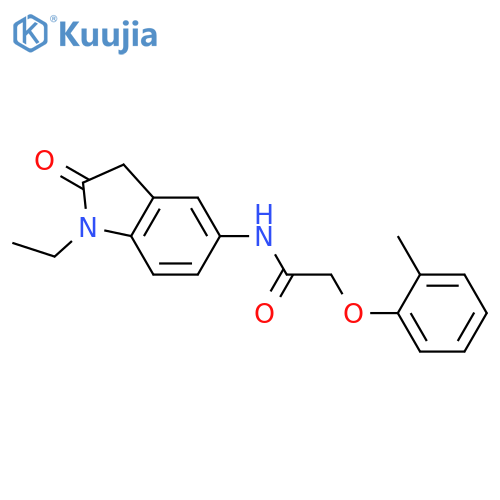 N-(1-ethyl-2-oxo-2,3-dihydro-1H-indol-5-yl)-2-(2-methylphenoxy)acetamide structure