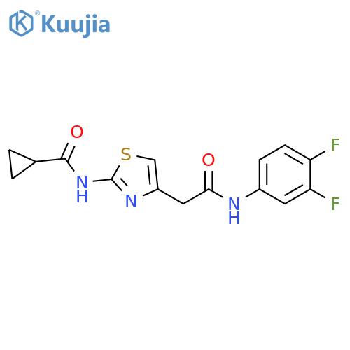 N-(4-{(3,4-difluorophenyl)carbamoylmethyl}-1,3-thiazol-2-yl)cyclopropanecarboxamide structure