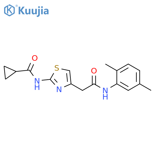 N-(4-{(2,5-dimethylphenyl)carbamoylmethyl}-1,3-thiazol-2-yl)cyclopropanecarboxamide structure