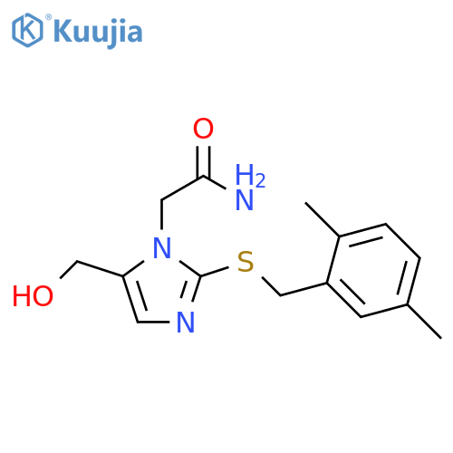 2-(2-{(2,5-dimethylphenyl)methylsulfanyl}-5-(hydroxymethyl)-1H-imidazol-1-yl)acetamide structure