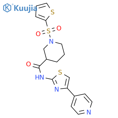 N-4-(pyridin-4-yl)-1,3-thiazol-2-yl-1-(thiophene-2-sulfonyl)piperidine-3-carboxamide structure