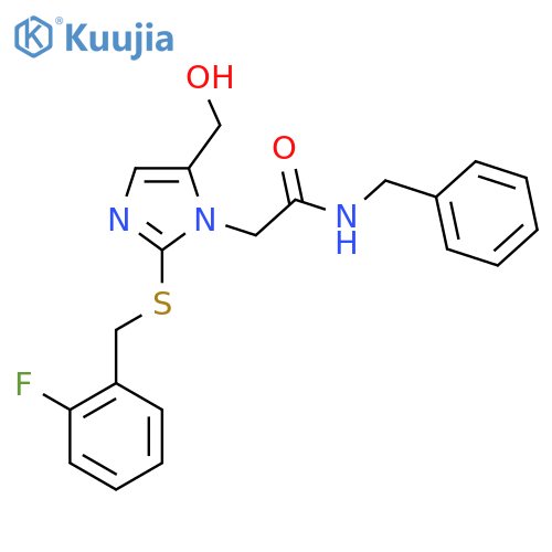 N-benzyl-2-(2-{(2-fluorophenyl)methylsulfanyl}-5-(hydroxymethyl)-1H-imidazol-1-yl)acetamide structure
