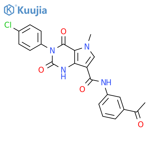 N-(3-acetylphenyl)-3-(4-chlorophenyl)-5-methyl-2,4-dioxo-1H-pyrrolo[3,2-d]pyrimidine-7-carboxamide structure