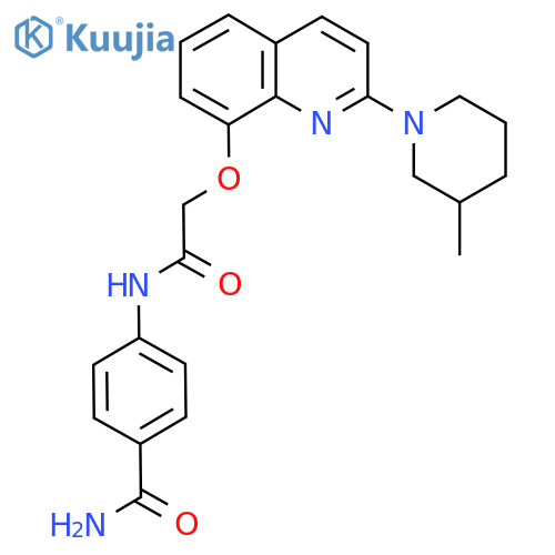 4-(2-{2-(3-methylpiperidin-1-yl)quinolin-8-yloxy}acetamido)benzamide structure