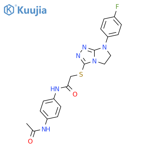 N-(4-acetamidophenyl)-2-{7-(4-fluorophenyl)-5H,6H,7H-imidazo2,1-c1,2,4triazol-3-ylsulfanyl}acetamide structure