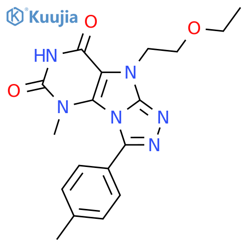 9-(2-ethoxyethyl)-5-methyl-3-(4-methylphenyl)-5H,6H,7H,8H,9H-1,2,4triazolo3,4-hpurine-6,8-dione structure