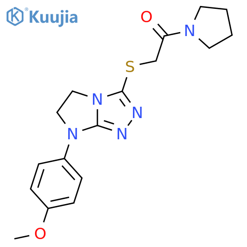 2-{7-(4-methoxyphenyl)-5H,6H,7H-imidazo2,1-c1,2,4triazol-3-ylsulfanyl}-1-(pyrrolidin-1-yl)ethan-1-one structure