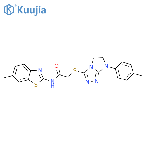 N-(6-methyl-1,3-benzothiazol-2-yl)-2-{7-(4-methylphenyl)-5H,6H,7H-imidazo2,1-c1,2,4triazol-3-ylsulfanyl}acetamide structure