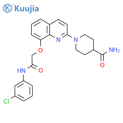 1-(8-{(3-chlorophenyl)carbamoylmethoxy}quinolin-2-yl)piperidine-4-carboxamide structure