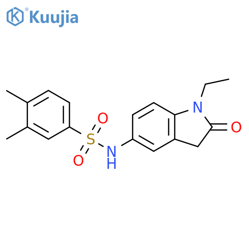 N-(1-ethyl-2-oxo-2,3-dihydro-1H-indol-5-yl)-3,4-dimethylbenzene-1-sulfonamide structure