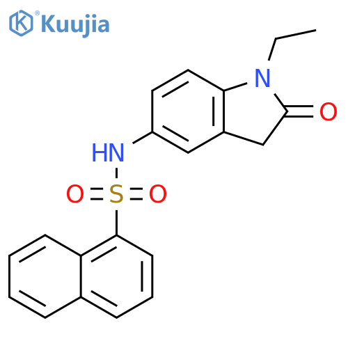 N-(1-ethyl-2-oxo-2,3-dihydro-1H-indol-5-yl)naphthalene-1-sulfonamide structure