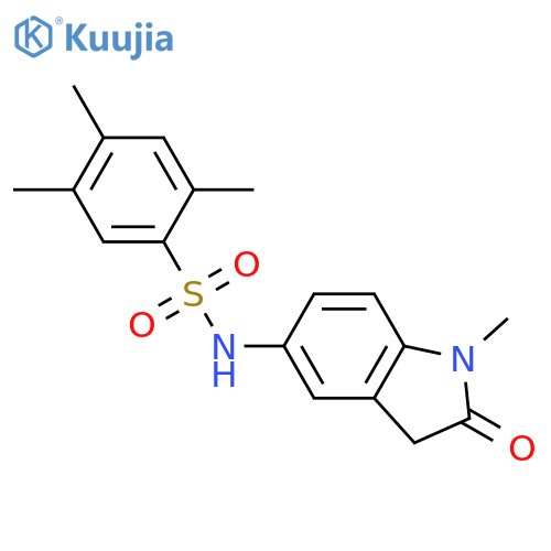 2,4,5-trimethyl-N-(1-methyl-2-oxo-2,3-dihydro-1H-indol-5-yl)benzene-1-sulfonamide structure