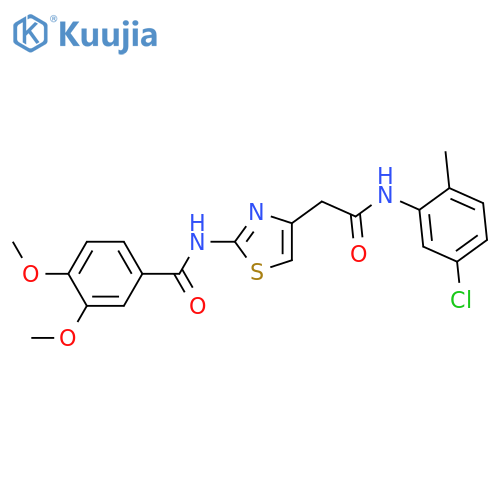 N-(4-{(5-chloro-2-methylphenyl)carbamoylmethyl}-1,3-thiazol-2-yl)-3,4-dimethoxybenzamide structure