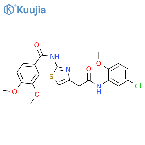 N-(4-{(5-chloro-2-methoxyphenyl)carbamoylmethyl}-1,3-thiazol-2-yl)-3,4-dimethoxybenzamide structure