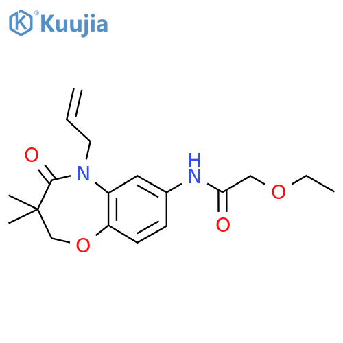 N-3,3-dimethyl-4-oxo-5-(prop-2-en-1-yl)-2,3,4,5-tetrahydro-1,5-benzoxazepin-7-yl-2-ethoxyacetamide structure