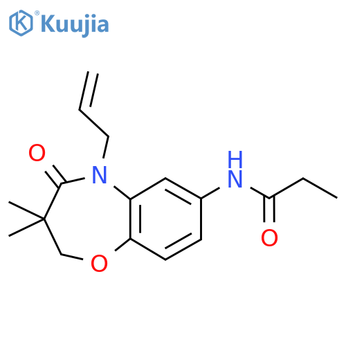 N-3,3-dimethyl-4-oxo-5-(prop-2-en-1-yl)-2,3,4,5-tetrahydro-1,5-benzoxazepin-7-ylpropanamide structure