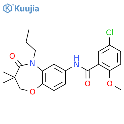 5-chloro-N-(3,3-dimethyl-4-oxo-5-propyl-2,3,4,5-tetrahydro-1,5-benzoxazepin-7-yl)-2-methoxybenzamide structure