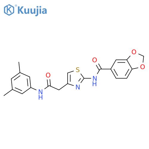 N-(4-{(3,5-dimethylphenyl)carbamoylmethyl}-1,3-thiazol-2-yl)-2H-1,3-benzodioxole-5-carboxamide structure