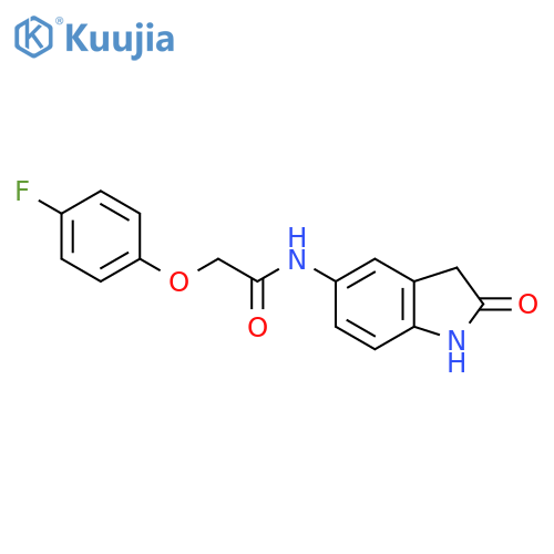 2-(4-fluorophenoxy)-N-(2-oxo-2,3-dihydro-1H-indol-5-yl)acetamide structure