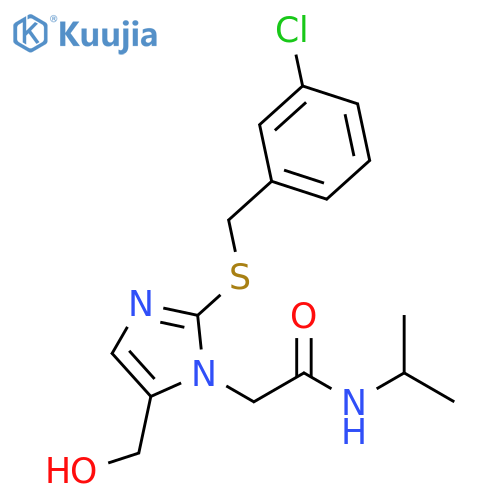 2-(2-{(3-chlorophenyl)methylsulfanyl}-5-(hydroxymethyl)-1H-imidazol-1-yl)-N-(propan-2-yl)acetamide structure