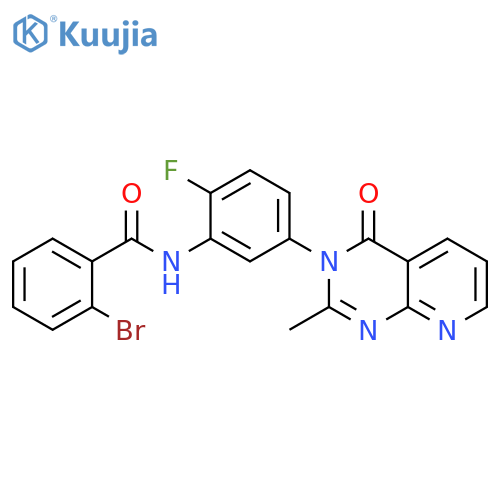 2-bromo-N-(2-fluoro-5-{2-methyl-4-oxo-3H,4H-pyrido2,3-dpyrimidin-3-yl}phenyl)benzamide structure