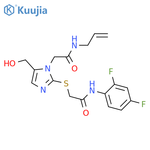 N-(2,4-difluorophenyl)-2-{5-(hydroxymethyl)-1-{(prop-2-en-1-yl)carbamoylmethyl}-1H-imidazol-2-ylsulfanyl}acetamide structure