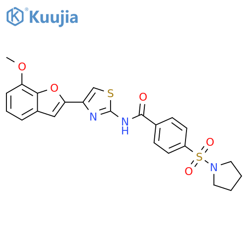 N-4-(7-methoxy-1-benzofuran-2-yl)-1,3-thiazol-2-yl-4-(pyrrolidine-1-sulfonyl)benzamide structure