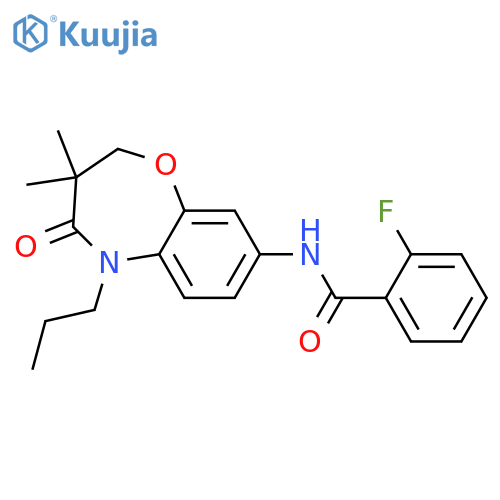 N-(3,3-dimethyl-4-oxo-5-propyl-2,3,4,5-tetrahydro-1,5-benzoxazepin-8-yl)-2-fluorobenzamide structure