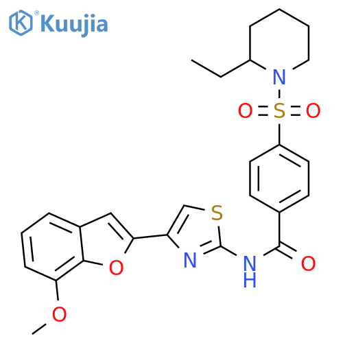 4-(2-ethylpiperidin-1-yl)sulfonyl-N-4-(7-methoxy-1-benzofuran-2-yl)-1,3-thiazol-2-ylbenzamide structure