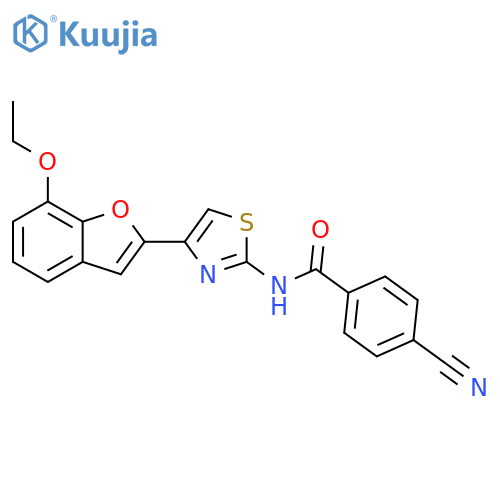 4-cyano-N-4-(7-ethoxy-1-benzofuran-2-yl)-1,3-thiazol-2-ylbenzamide structure