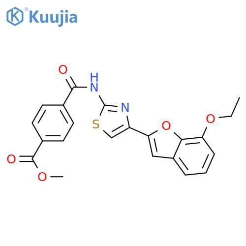 methyl 4-{4-(7-ethoxy-1-benzofuran-2-yl)-1,3-thiazol-2-ylcarbamoyl}benzoate structure