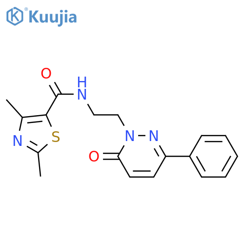 2,4-dimethyl-N-2-(6-oxo-3-phenyl-1,6-dihydropyridazin-1-yl)ethyl-1,3-thiazole-5-carboxamide structure