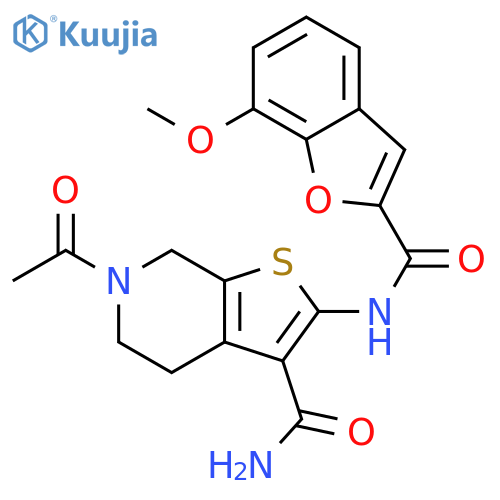 6-acetyl-2-(7-methoxy-1-benzofuran-2-amido)-4H,5H,6H,7H-thieno2,3-cpyridine-3-carboxamide structure
