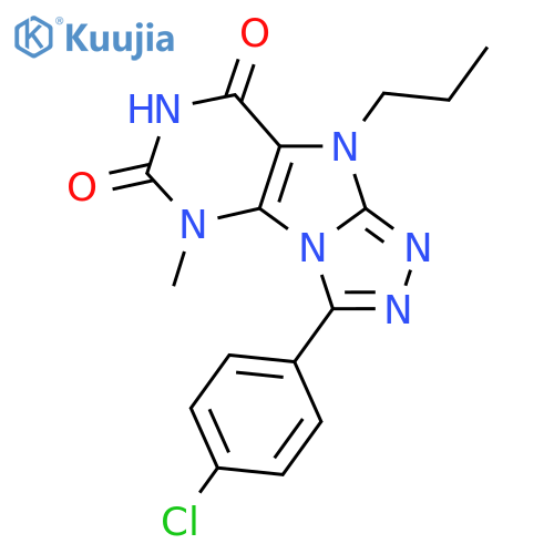 3-(4-chlorophenyl)-5-methyl-9-propyl-5H,6H,7H,8H,9H-1,2,4triazolo3,4-hpurine-6,8-dione structure