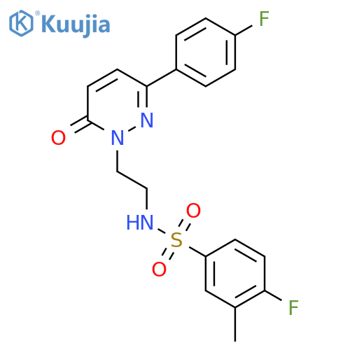 4-fluoro-N-{2-3-(4-fluorophenyl)-6-oxo-1,6-dihydropyridazin-1-ylethyl}-3-methylbenzene-1-sulfonamide structure