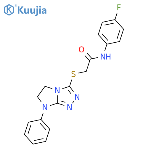 N-(4-fluorophenyl)-2-({7-phenyl-5H,6H,7H-imidazo2,1-c1,2,4triazol-3-yl}sulfanyl)acetamide structure