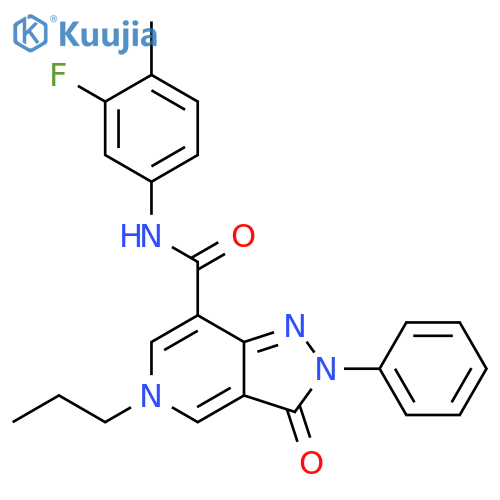 N-(3-fluoro-4-methylphenyl)-3-oxo-2-phenyl-5-propyl-2H,3H,5H-pyrazolo4,3-cpyridine-7-carboxamide structure