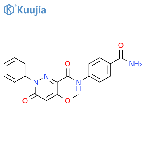 N-(4-carbamoylphenyl)-4-methoxy-6-oxo-1-phenyl-1,6-dihydropyridazine-3-carboxamide structure