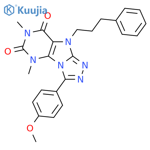 3-(4-methoxyphenyl)-5,7-dimethyl-9-(3-phenylpropyl)-5H,6H,7H,8H,9H-1,2,4triazolo3,4-hpurine-6,8-dione structure