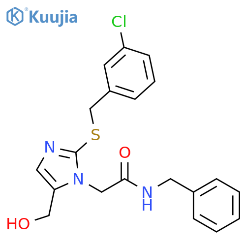 N-benzyl-2-(2-{(3-chlorophenyl)methylsulfanyl}-5-(hydroxymethyl)-1H-imidazol-1-yl)acetamide structure