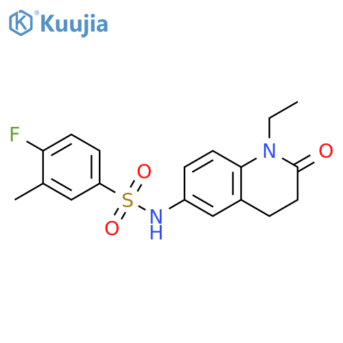 N-(1-ethyl-2-oxo-1,2,3,4-tetrahydroquinolin-6-yl)-4-fluoro-3-methylbenzene-1-sulfonamide structure