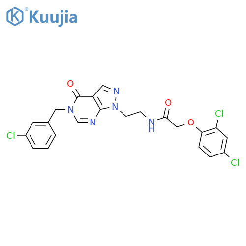 N-(2-{5-(3-chlorophenyl)methyl-4-oxo-1H,4H,5H-pyrazolo3,4-dpyrimidin-1-yl}ethyl)-2-(2,4-dichlorophenoxy)acetamide structure