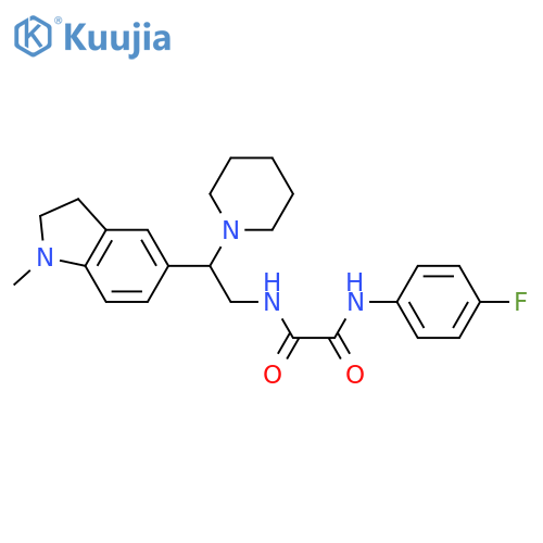 N'-(4-fluorophenyl)-N-2-(1-methyl-2,3-dihydro-1H-indol-5-yl)-2-(piperidin-1-yl)ethylethanediamide structure