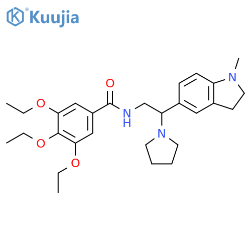 3,4,5-triethoxy-N-2-(1-methyl-2,3-dihydro-1H-indol-5-yl)-2-(pyrrolidin-1-yl)ethylbenzamide structure