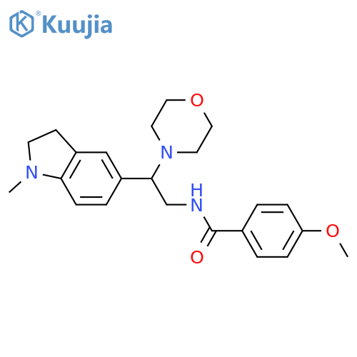 4-methoxy-N-2-(1-methyl-2,3-dihydro-1H-indol-5-yl)-2-(morpholin-4-yl)ethylbenzamide structure
