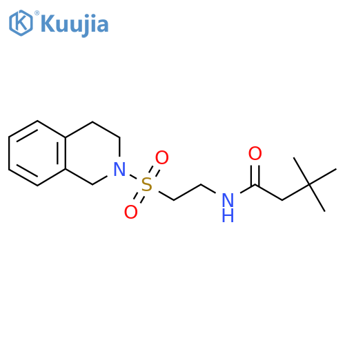 3,3-dimethyl-N-2-(1,2,3,4-tetrahydroisoquinoline-2-sulfonyl)ethylbutanamide structure