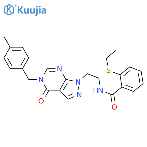2-(ethylsulfanyl)-N-(2-{5-(4-methylphenyl)methyl-4-oxo-1H,4H,5H-pyrazolo3,4-dpyrimidin-1-yl}ethyl)benzamide structure