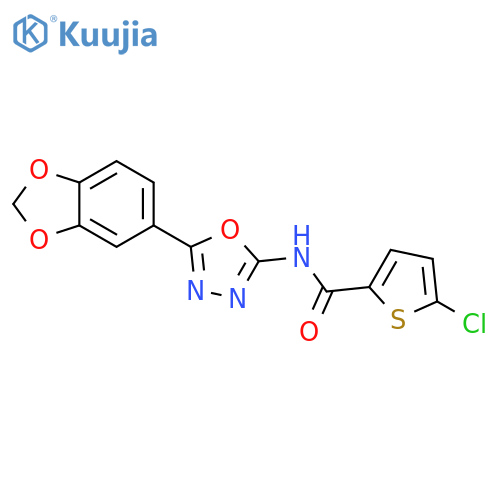 N-5-(2H-1,3-benzodioxol-5-yl)-1,3,4-oxadiazol-2-yl-5-chlorothiophene-2-carboxamide structure