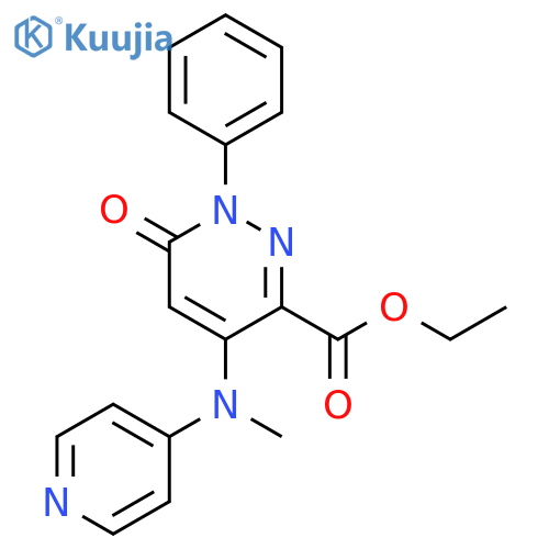 ethyl 6-oxo-1-phenyl-4-{(pyridin-4-yl)methylamino}-1,6-dihydropyridazine-3-carboxylate structure